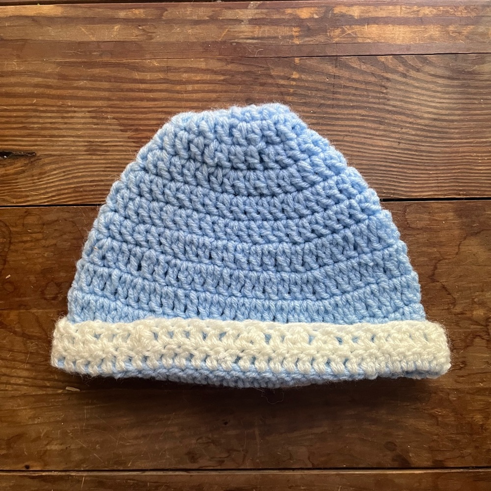 Handmade Crocheted Blue Baby Hat